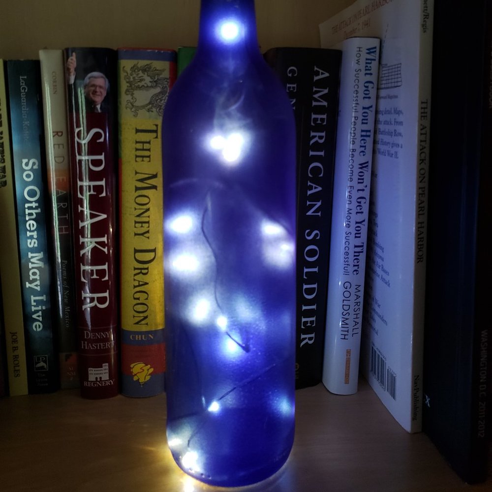 Lighted glass bottles